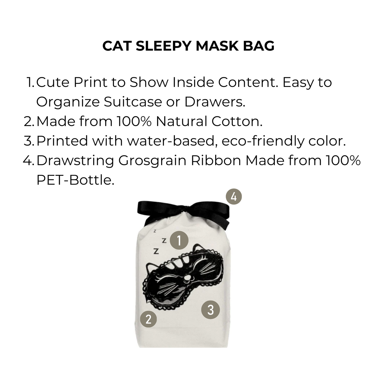 Cat Sleepy Mask Bag, Cream From Bag-all