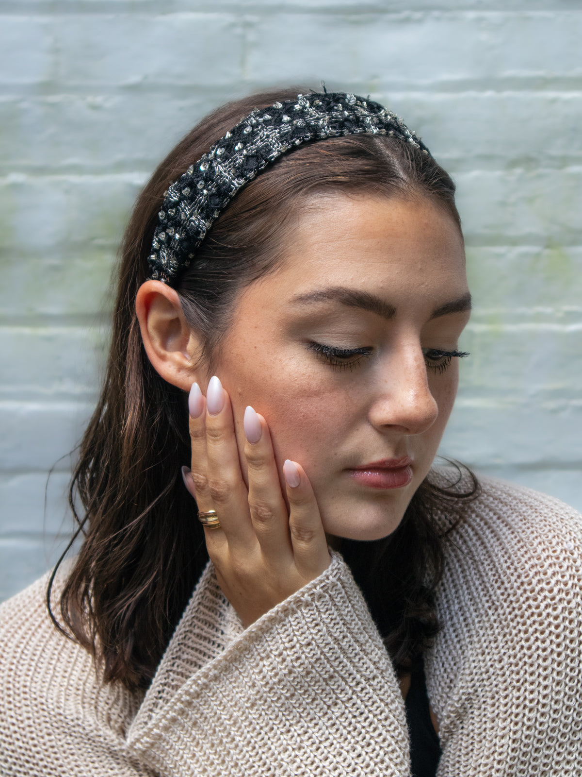 Celine Beaded Black Headband from Ash & Rose