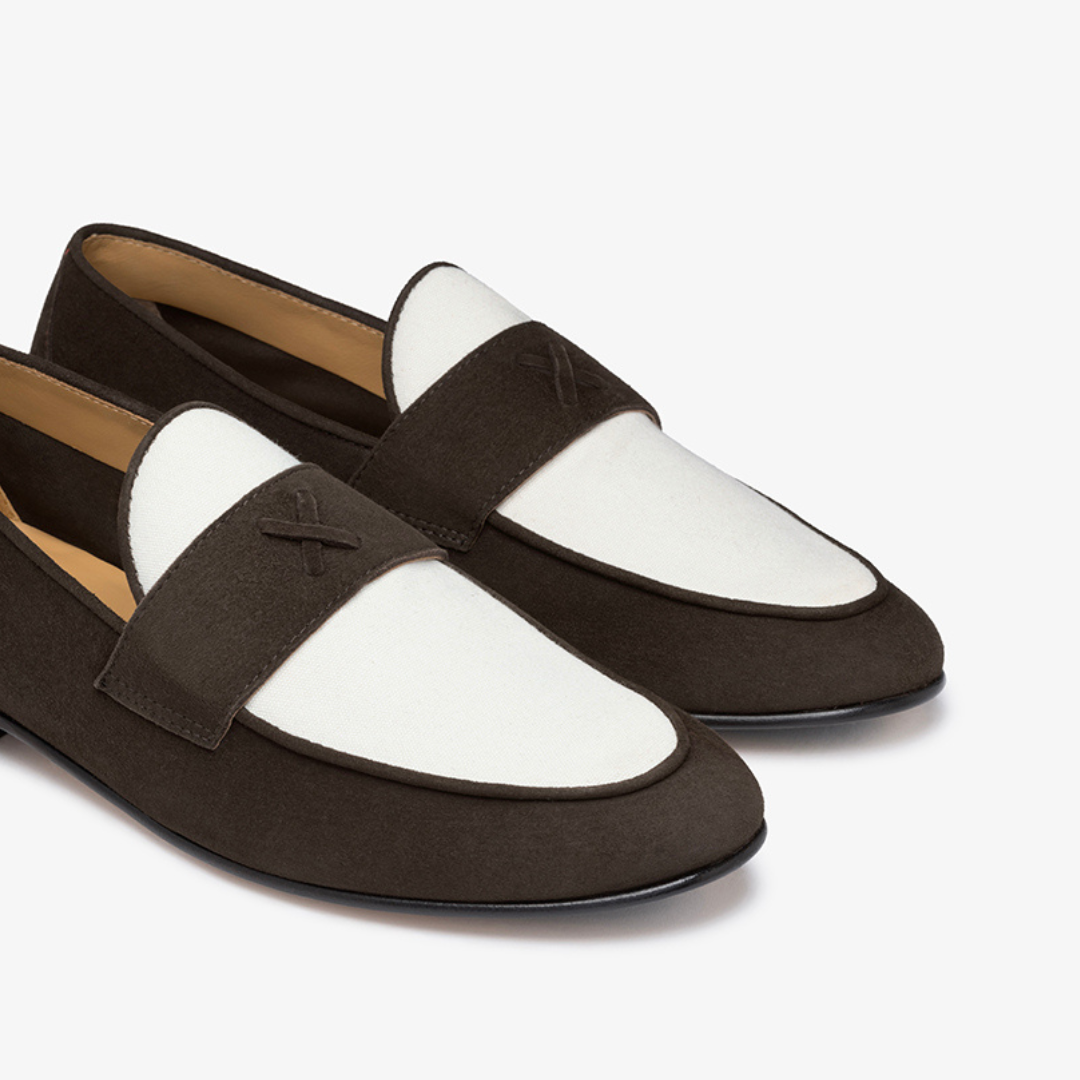 Men's Brown Suede & White Canvas Centesimo from Del Toro Shoes