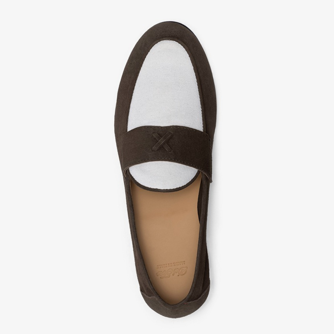 Men's Brown Suede & White Canvas Centesimo from Del Toro Shoes