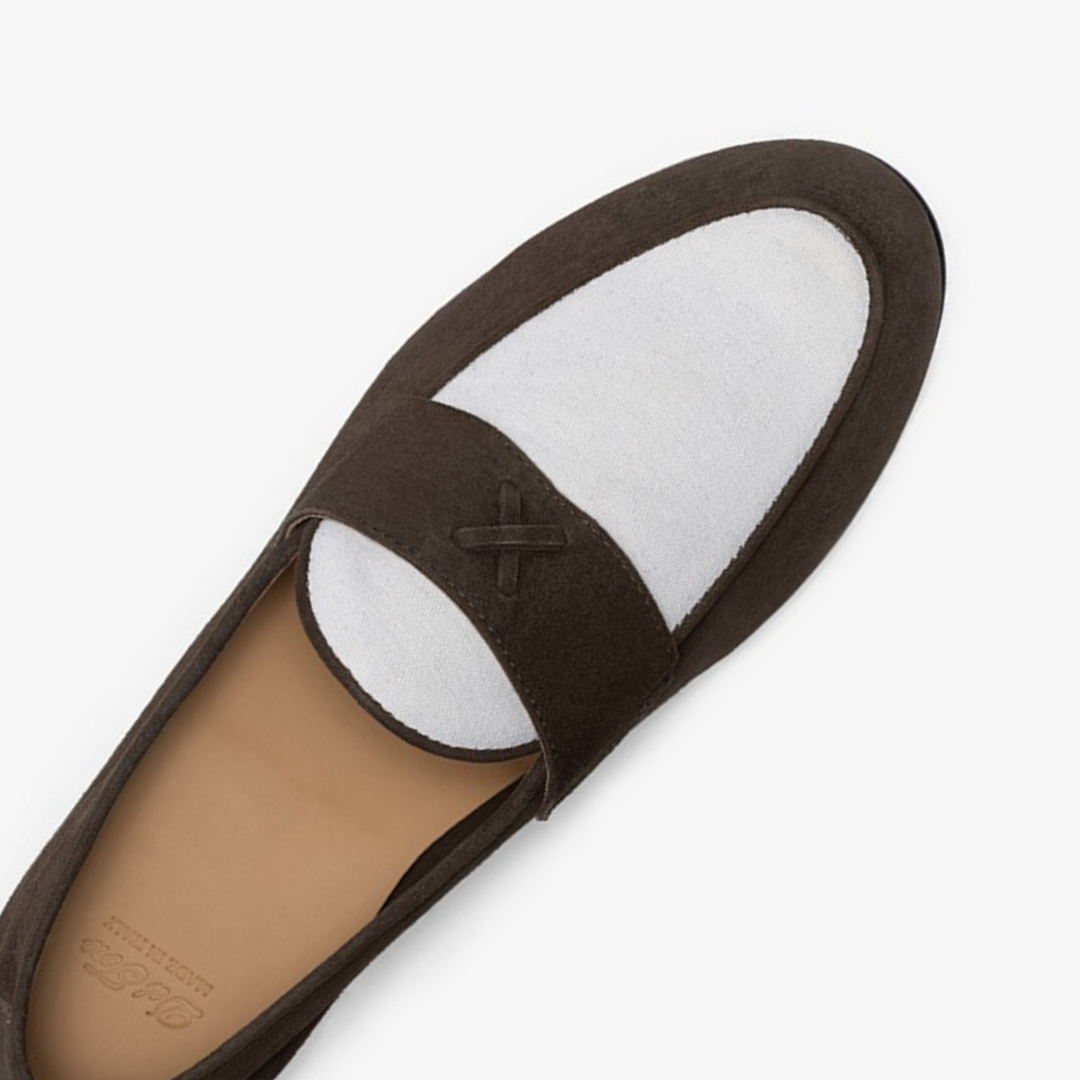 Men's Brown Suede & White Canvas Centesimo from Del Toro Shoes