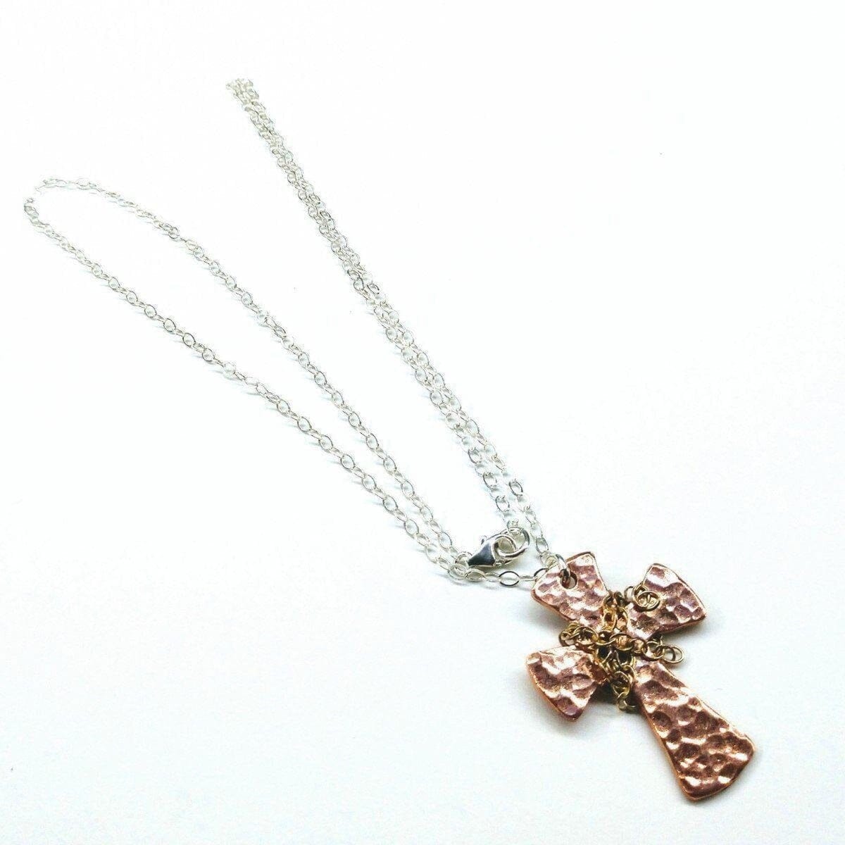 Chained Hammered Copper Cross Necklace For Him Or Her from Alexa Martha Designs