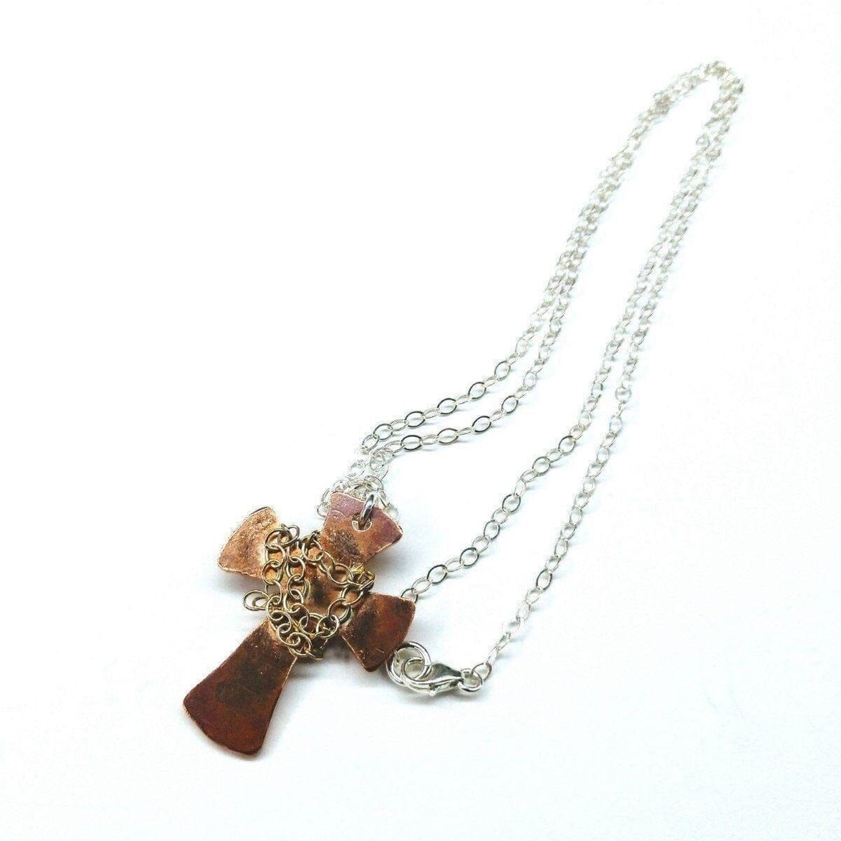 Chained Hammered Copper Cross Necklace For Him Or Her from Alexa Martha Designs