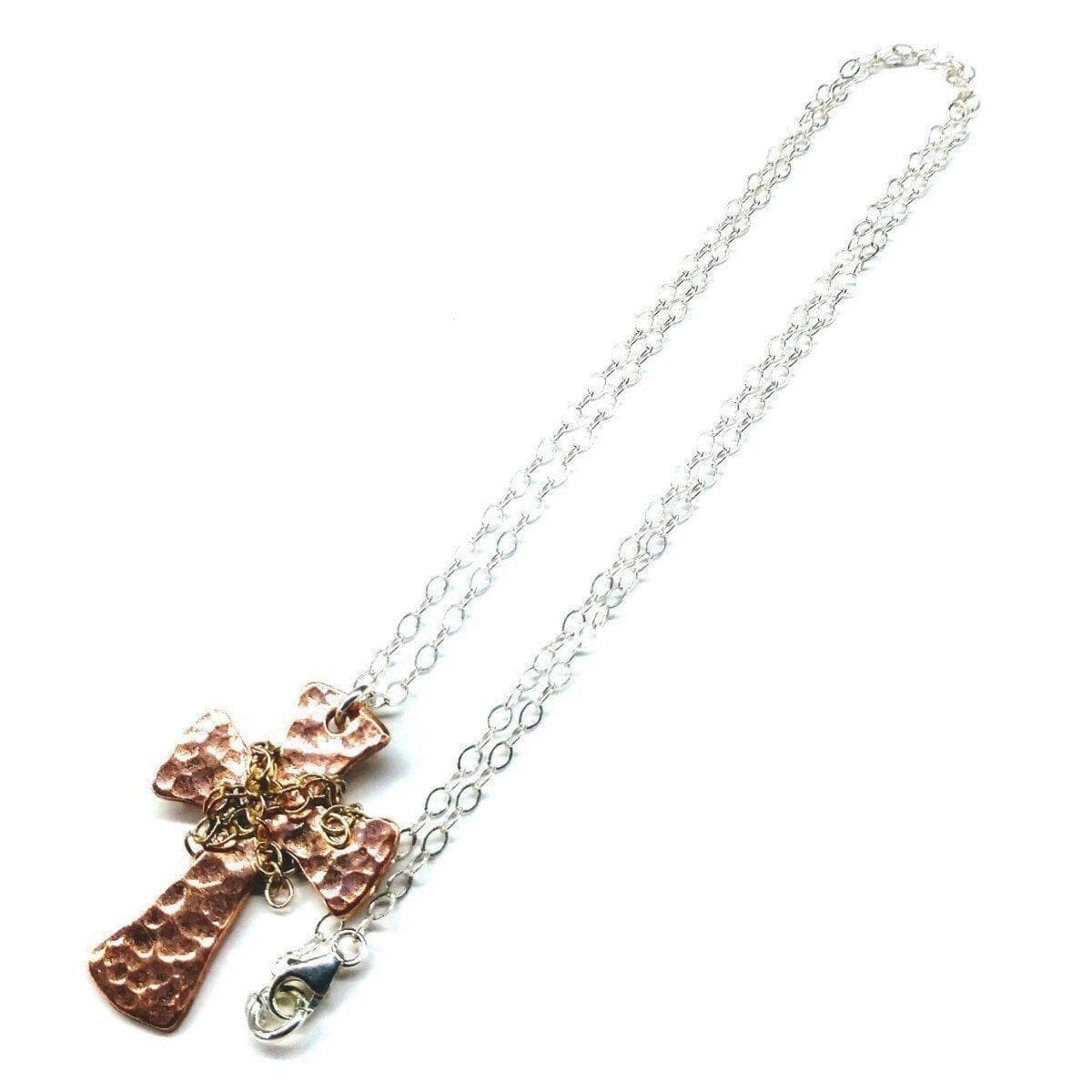 Chained Hammered Copper Cross Necklace For Him Or Her from Alexa Martha Designs