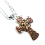 Chained Hammered Copper Cross Necklace For Him Or Her from Alexa Martha Designs