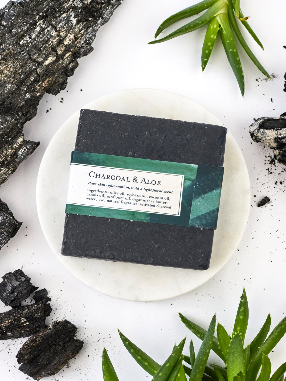 Charcoal & Aloe Soap Scrub Bar from Ash & Rose