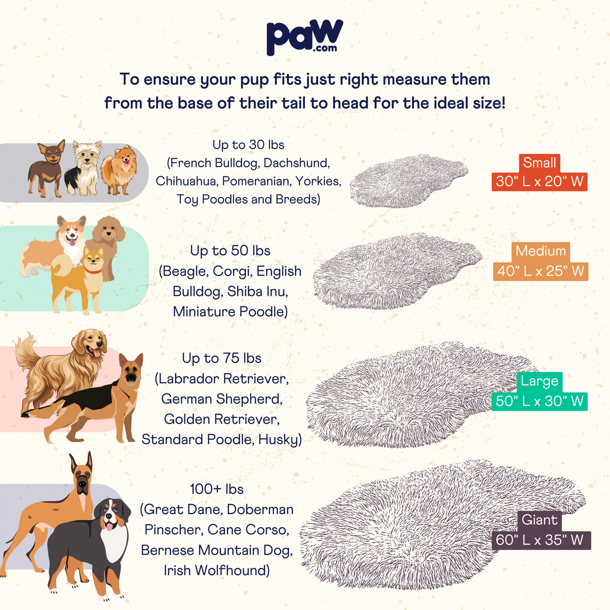 PupRug by Paw.com™ Faux Fur Orthopedic Dog Bed - Curve White with Brown Accents from Paw.com