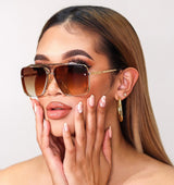 Bella Coffee - Tangle Free Aviator Sunglasses from Topfoxx