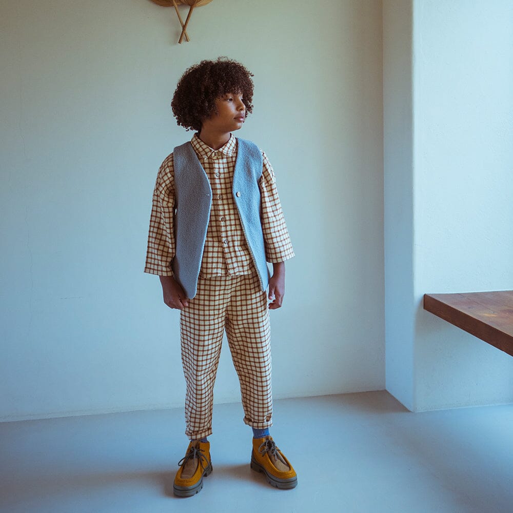 Check Button Up Shirt - Amber Check from Manymoons