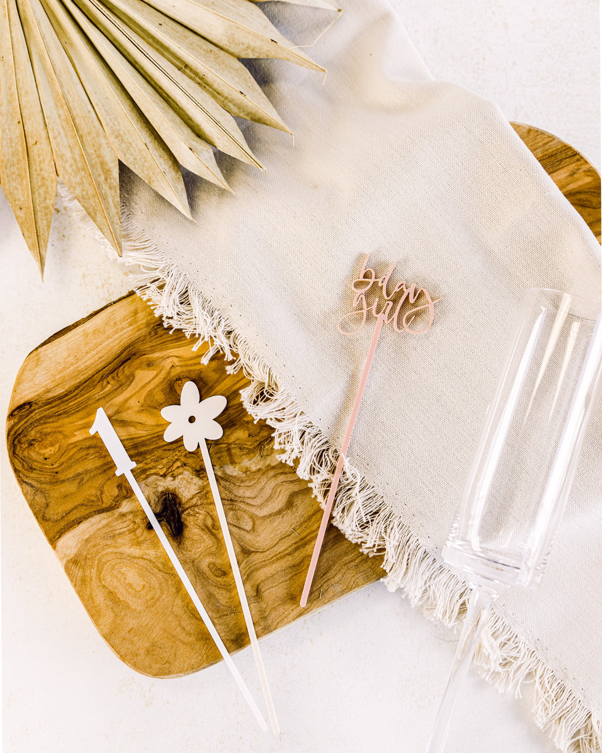 Girl's First Birthday Drink Stirrers from The Cotton & Canvas Co.