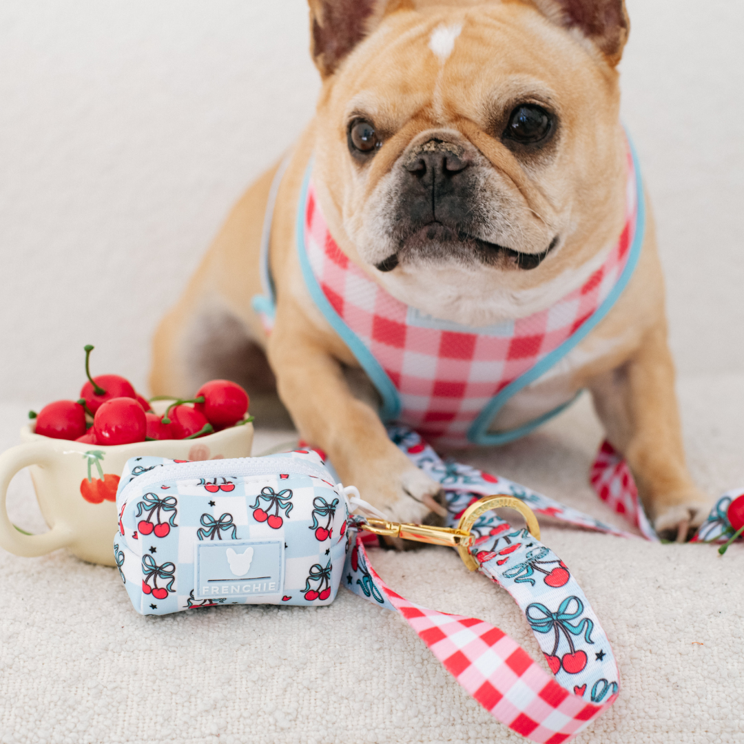 Frenchie Poo Bag Holder - Cherries Blue from Frenchie Bulldog