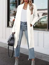 Chic Lapel Long Wool Coat with Pockets. from MsDressly
