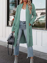 Chic Lapel Long Wool Coat with Pockets. from MsDressly