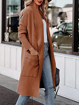 Chic Lapel Long Wool Coat with Pockets. from MsDressly