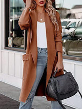 Chic Lapel Long Wool Coat with Pockets. from MsDressly