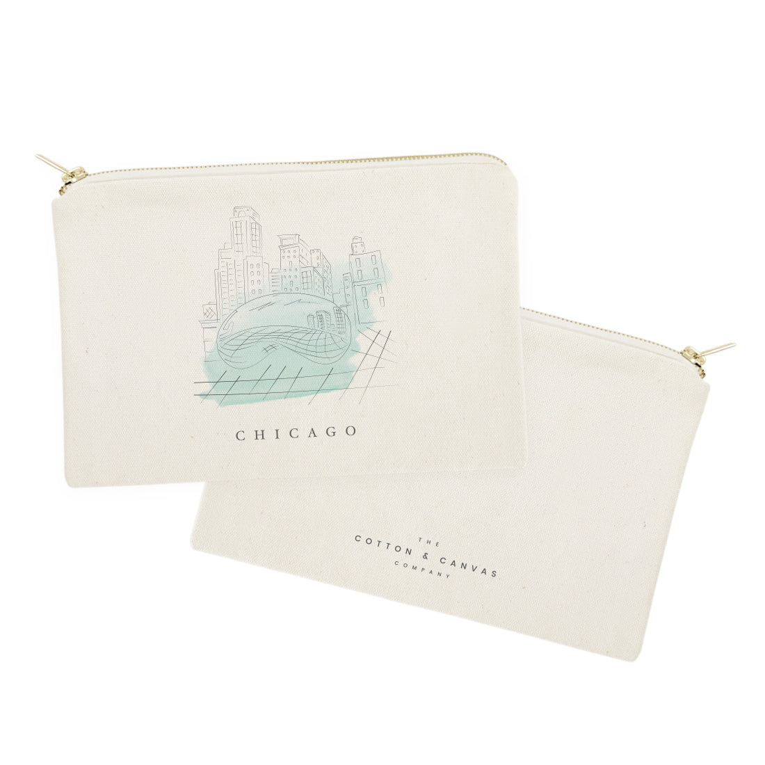 Chicago Cityscape Cotton Canvas Cosmetic Bag from The Cotton & Canvas Co.