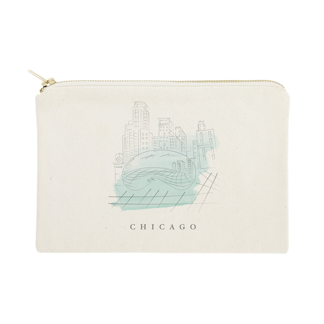 Chicago Cityscape Cotton Canvas Cosmetic Bag from The Cotton & Canvas Co.