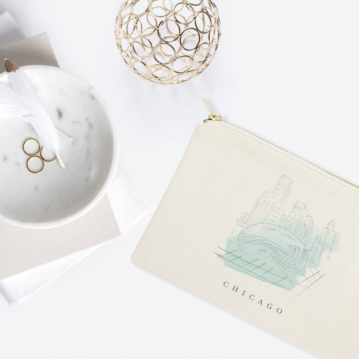 Chicago Cityscape Cotton Canvas Cosmetic Bag from The Cotton & Canvas Co.