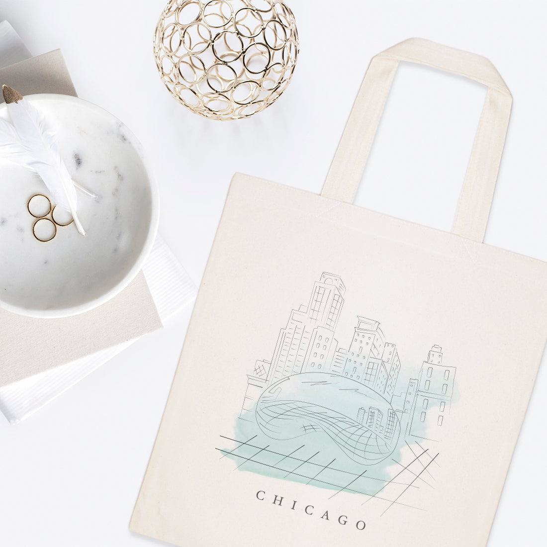 Chicago Cityscape Cotton Canvas Tote Bag from The Cotton & Canvas Co.