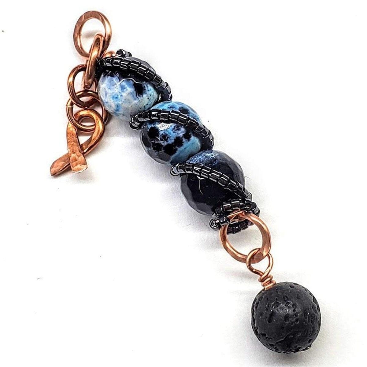 Child Abuse Prevention Awareness Beaded Gemstone stick Pendant With Lava Rock Bead Charm Necklace from Alexa Martha Designs