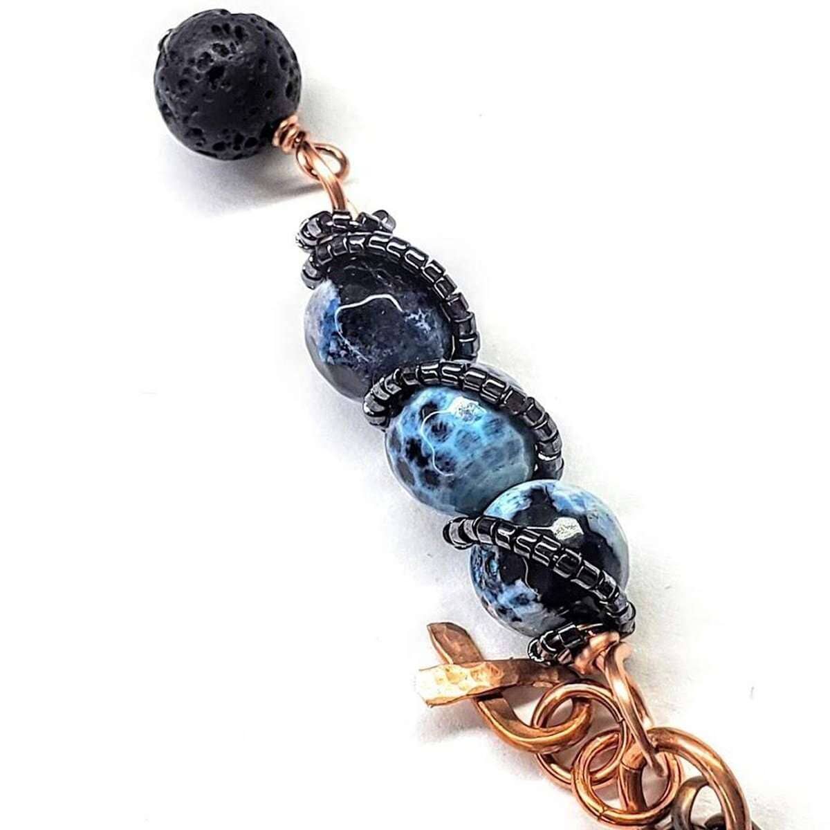 Child Abuse Prevention Awareness Beaded Gemstone stick Pendant With Lava Rock Bead Charm Necklace from Alexa Martha Designs