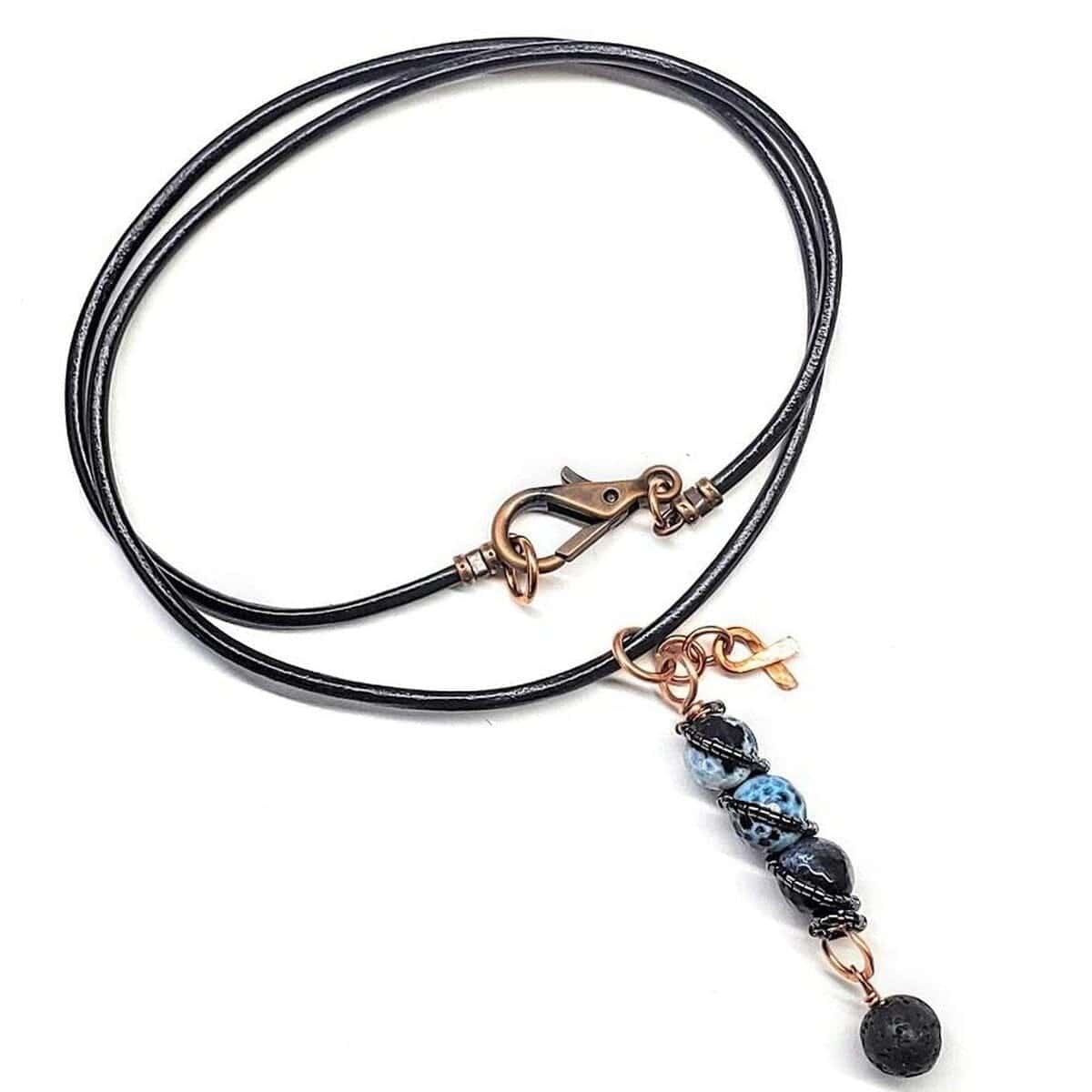 Child Abuse Prevention Awareness Beaded Gemstone stick Pendant With Lava Rock Bead Charm Necklace from Alexa Martha Designs
