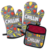 Chillin' Chillies Oven Mitts And Potholder Set From Zapps Clothing