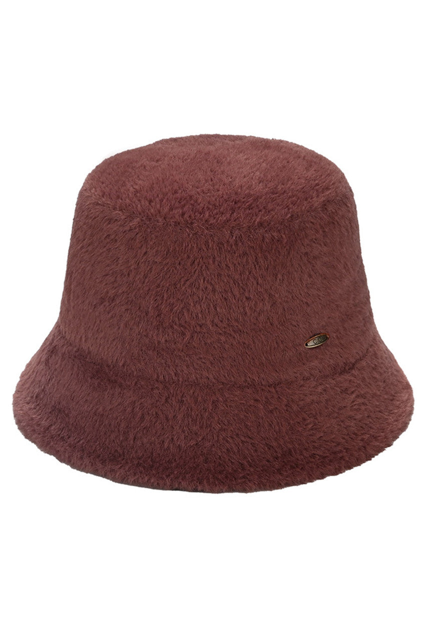 C.C Solid Short Hair Faux Fur Winter Bucket Hat from Madeline Love