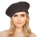 Trendy Fashionable Winter Stretchy Solid Beret Hat from Madeline Love