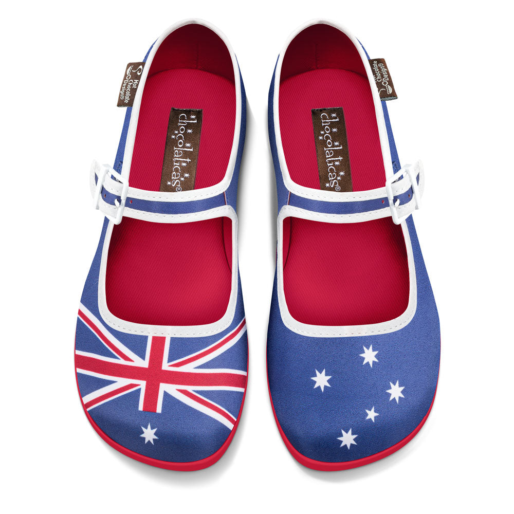 Chocolaticas® Australian Flag Women's Mary Jane Flat from Hot Chocolate Design