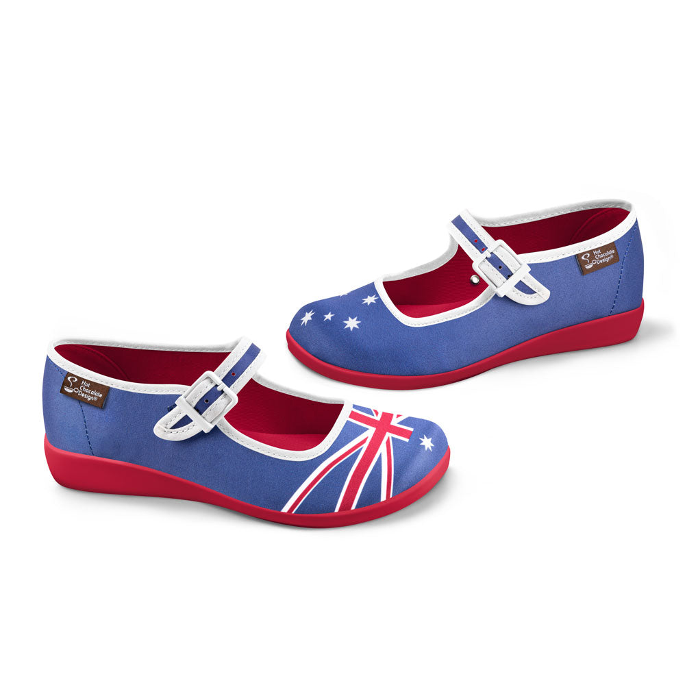 Chocolaticas® Australian Flag Women's Mary Jane Flat from Hot Chocolate Design