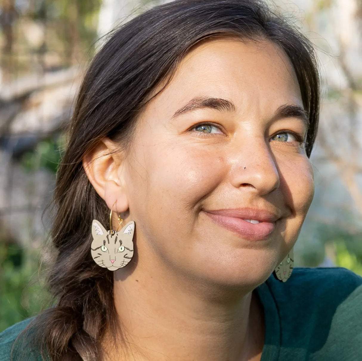 Grey Tabby Cat Hoops from LE CHIC MIAMI