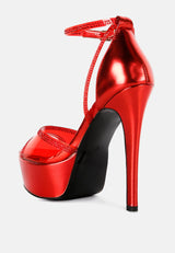Cinderella Rhinestones Embellished Stiletto Platform Sandals from London Rag International
