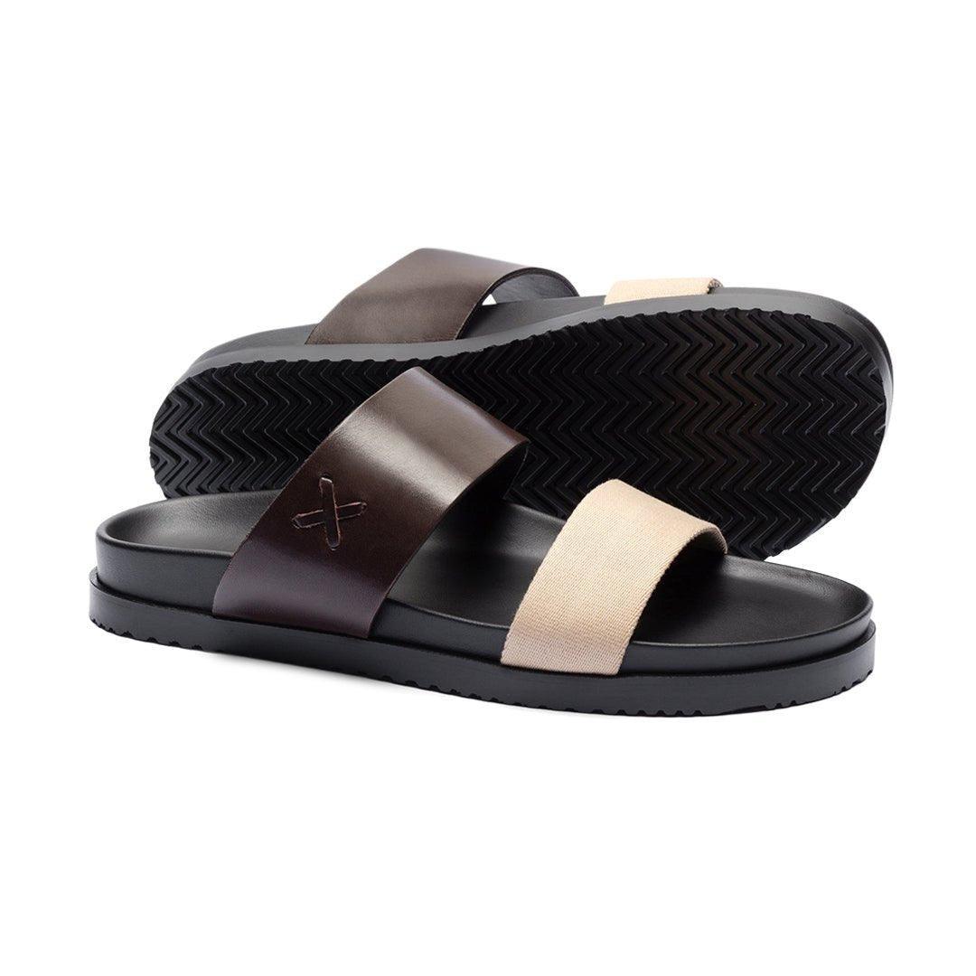Men's Brown & Tan Cinturini Sandal From Del Toro Shoes