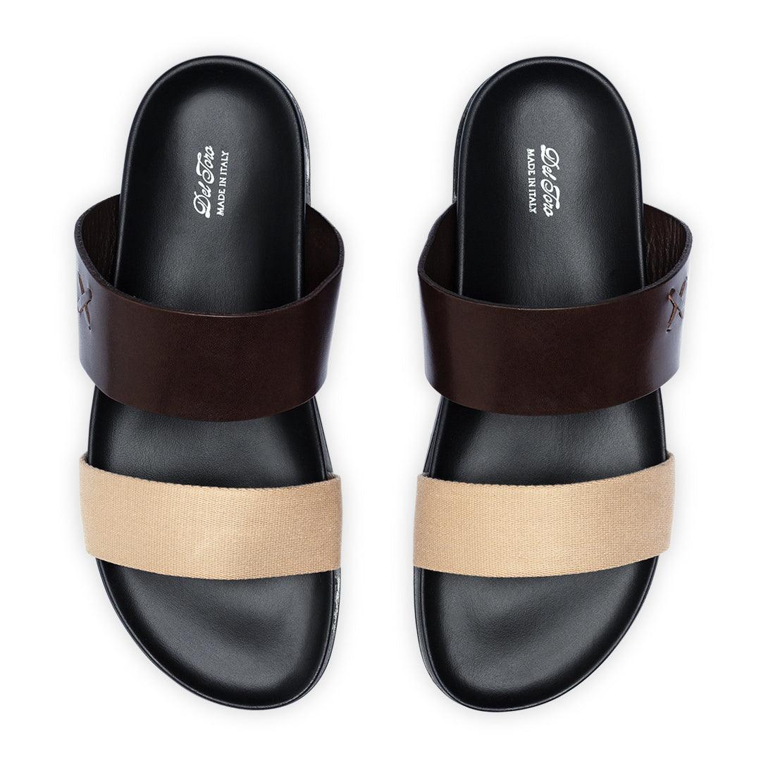 Men's Brown & Tan Cinturini Sandal From Del Toro Shoes