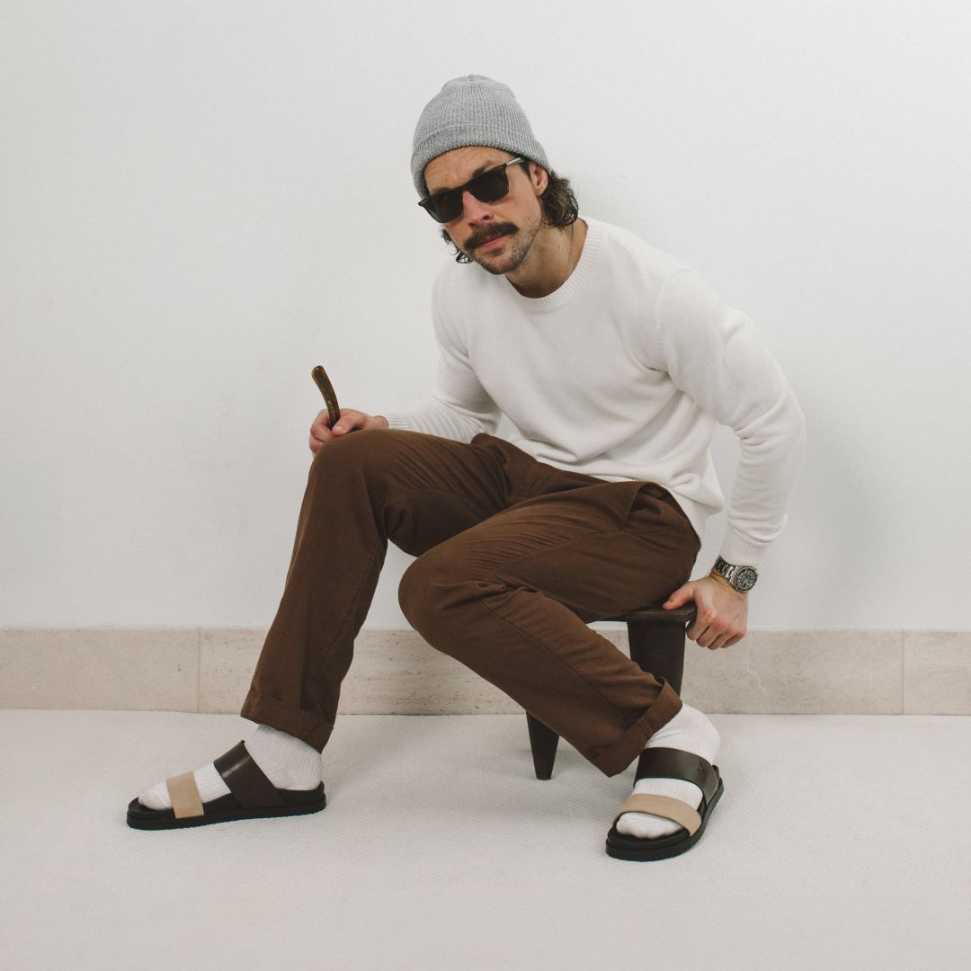 Men's Brown & Tan Cinturini Sandal From Del Toro Shoes