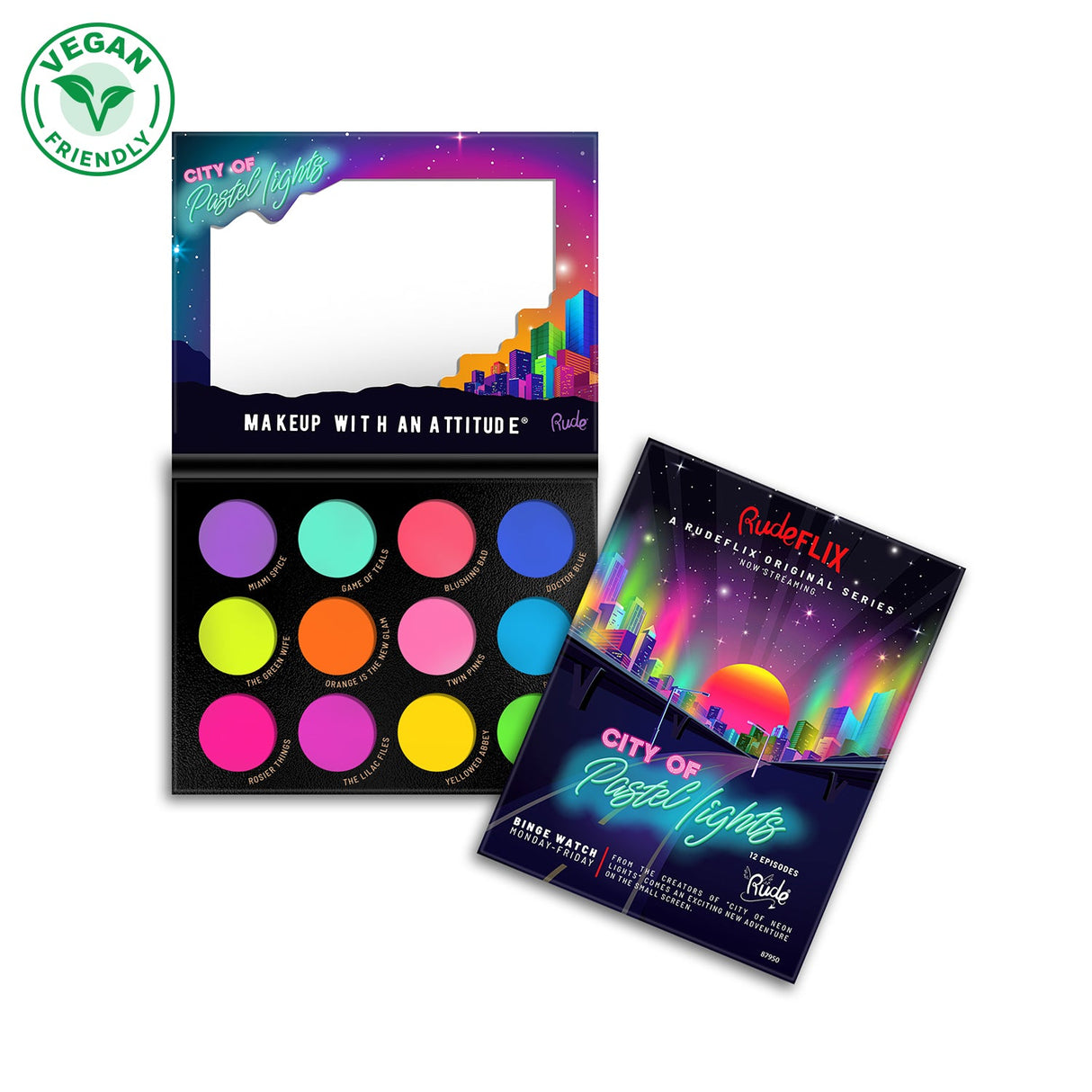 City of Pastel Lights - 12 Pastel Pigment & Eyeshadow Palette From Rude Cosmetics