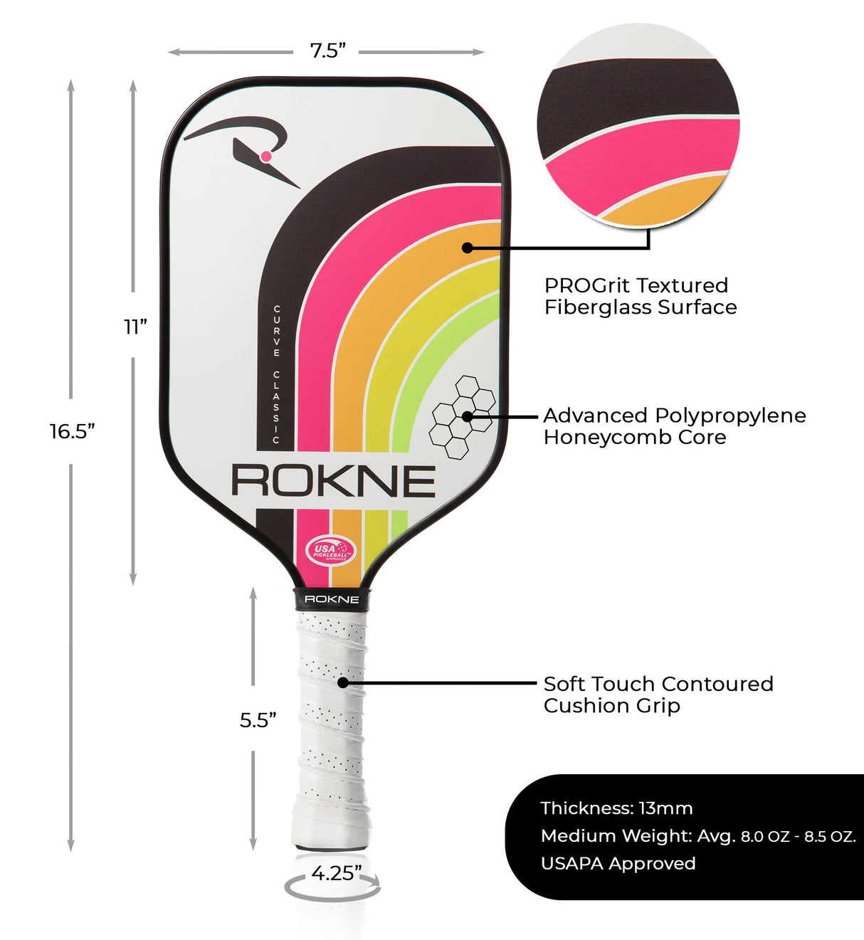 Curve Classic - Electric Citrus from ROKNE Pickleball from ROKNE