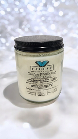 Classic 9oz Jam Jar Crystal Soy Candle - You're F*#@king Fabulous (Amethyst, Quartz, Smoky Quartz, Cacoxenite, Rutile, Goethite, & Lepidocrocite) from Evolve Botanica