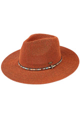 C.C MULTI THREAD RHINESTONE TRIM BAND PANAMA HAT from Madeline Love