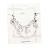 2PCS - LOVE Rhinestone Embellished Metal Chain Bracelets from Madeline Love