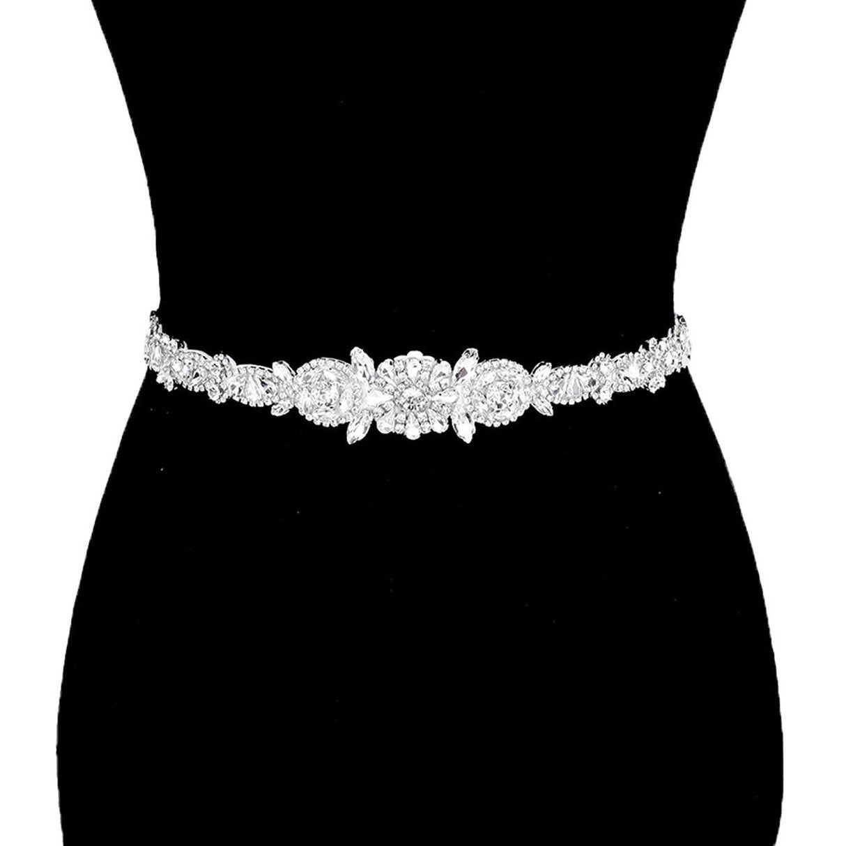 Amie Crystal Pave Bow Sash Ribbon Bridal Wedding Belt Headband from Madeline Love