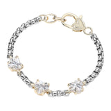 14K Gold Plated Two Tone CZ Heart Stone Custer Pointed Bracelet from Madeline Love