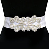 Bridal Wedding Crystal & Bead Ribbon Belt Headband from Madeline Love