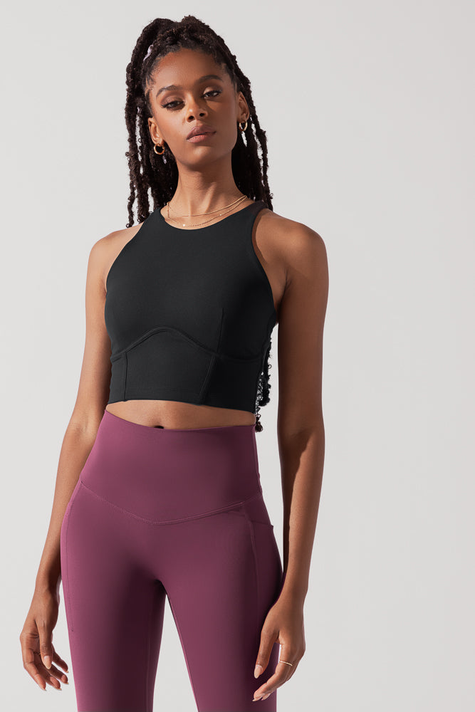 Cleo Corset Crop Bralette - Black from POPFLEX