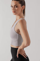 Cleo Corset Crop Bralette - Smoky Lilac from POPFLEX
