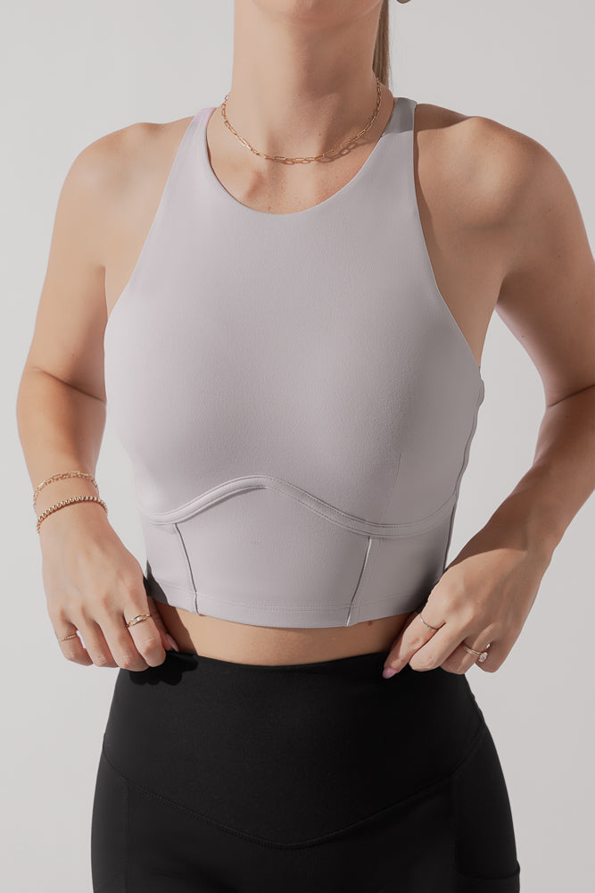 Cleo Corset Crop Bralette - Smoky Lilac from POPFLEX