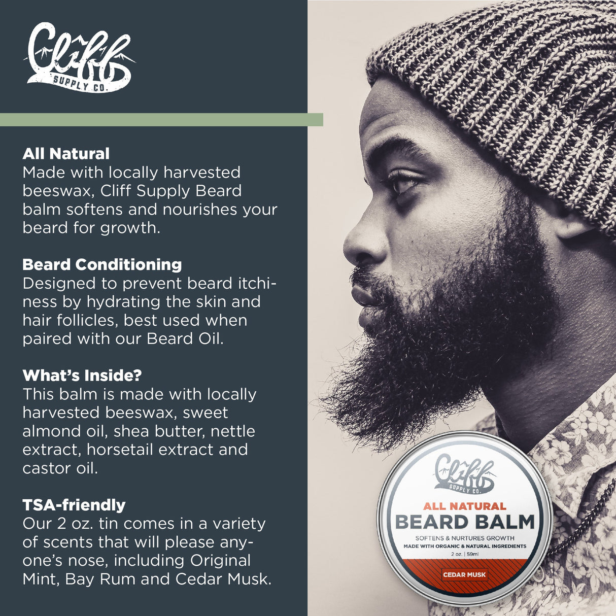 Beard Balm Puck - Cedar Musk from Cliff Supply