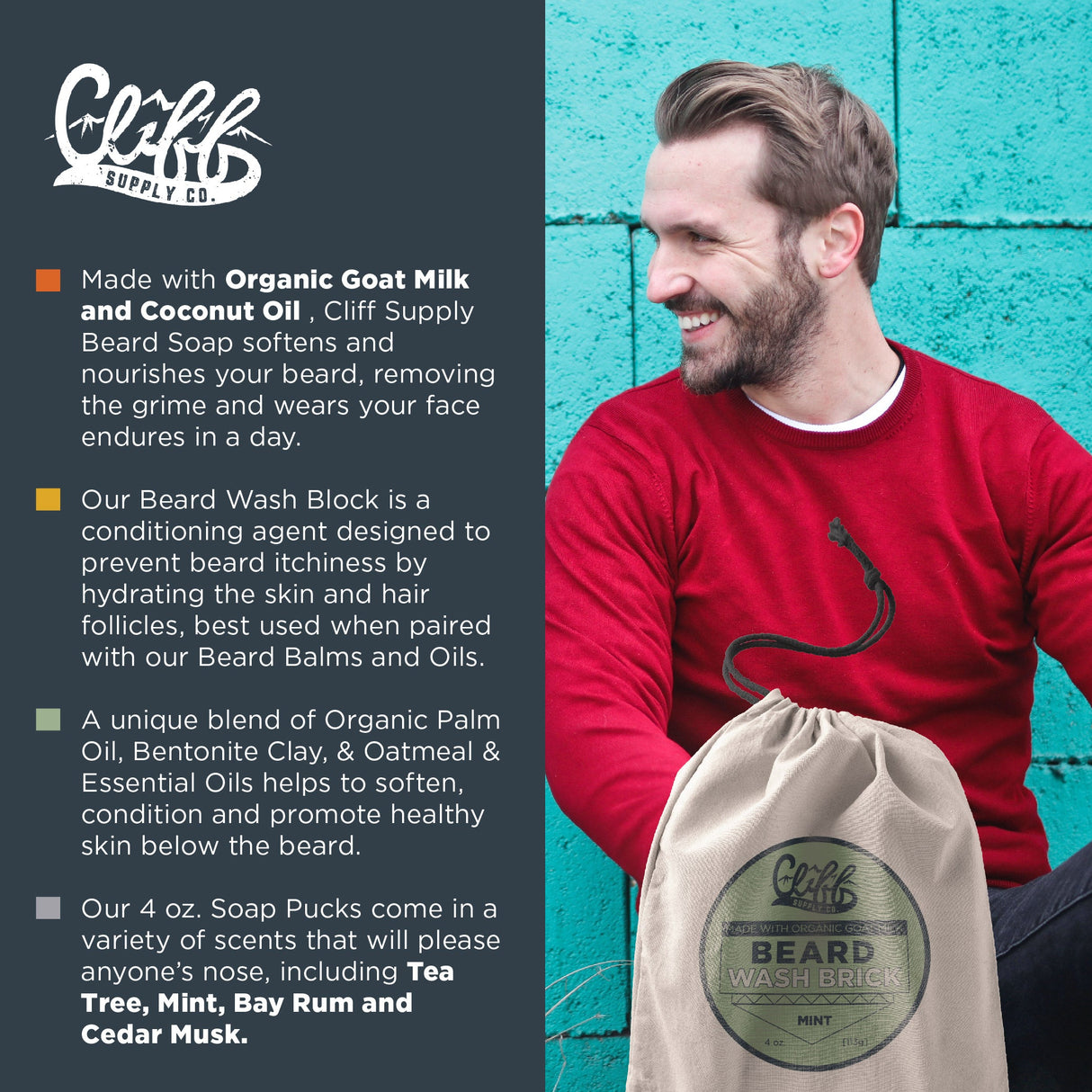 Beard Wash Brick - Mint from Cliff Supply
