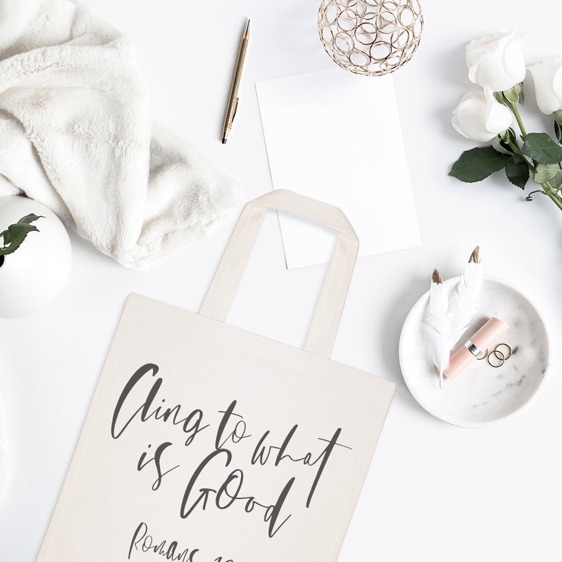 Cling to What is Good, Romans 12:9 Cotton Canvas Tote Bag from The Cotton & Canvas Co.